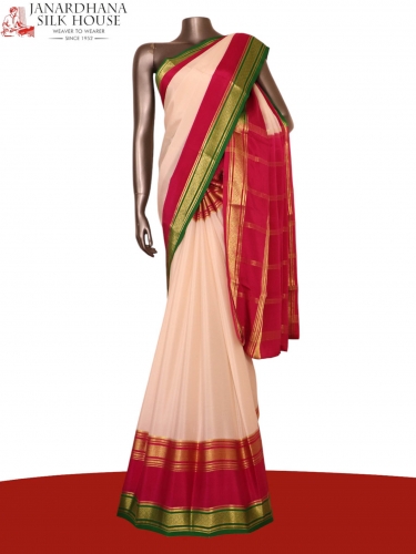 Pure Multi Contrast Mysore Crepe Silk Saree